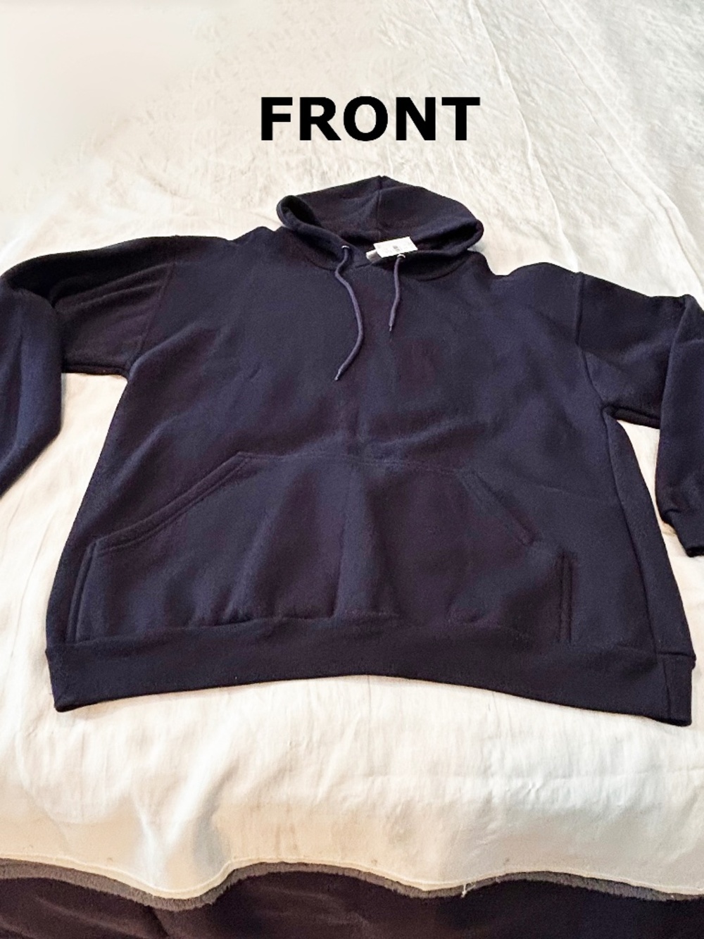 HOODIE SWEATSHIRT, NAVY, SIZE 2X, HOOD WITH DRAWSTRING, KANGAROO POCKETS, COTTON
